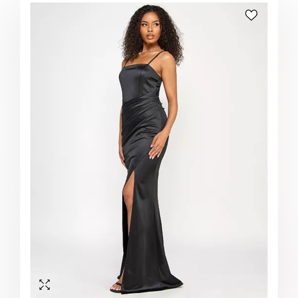 Elegant Black Satin Evening Gown by Emerald Sundae